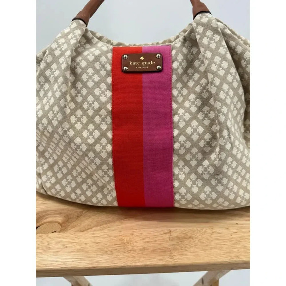 KATE SPADE Beige Classic Stevie Bag Tote Purse - Diaper Baby Shoulder Bag - Picture 14 of 16